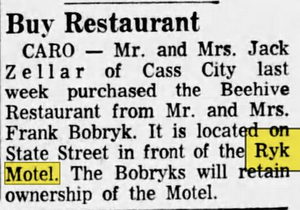 Caro Motel (Park Drive Inn) - Jun 07 1965 Article (newer photo)
